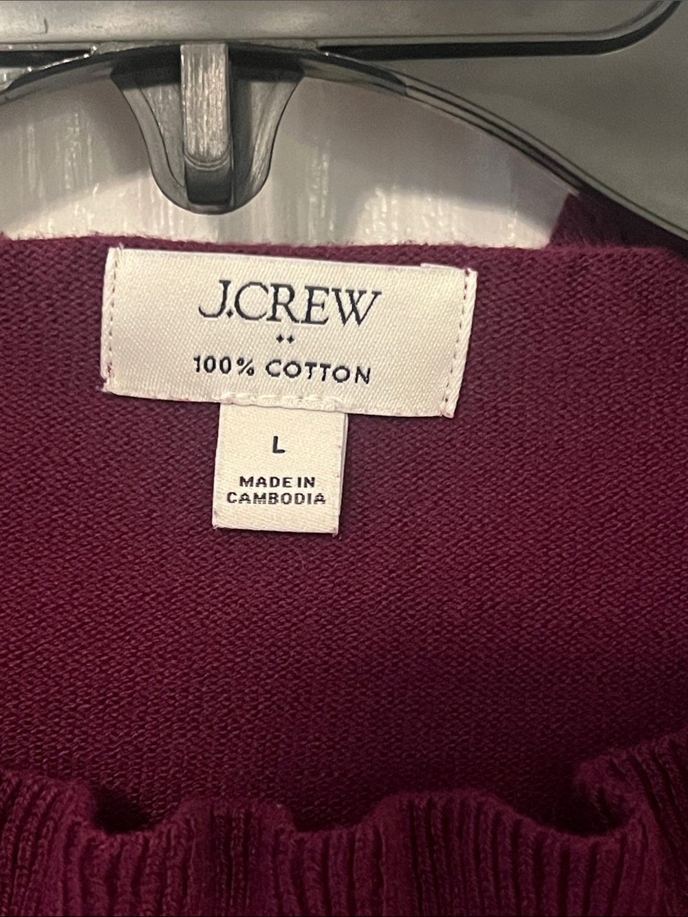 J. Crew Ruffled Crewneck Sweater- Plum - Picture 2 of 4